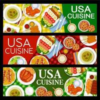American food restaurant dishes and meals banners vector