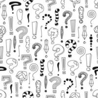 Doodle exclamation, question mark seamless pattern vector