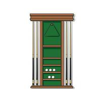 Pool cue rack with triangle and balls, equipment vector