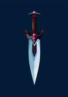 Magical medieval steel dagger blade with wood hilt vector