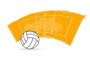 Volleyball sport ball and court, team game vector