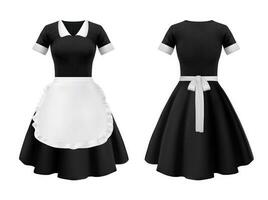Maid, waitress uniform, hotel worker dress, apron vector