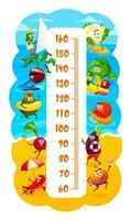 Funny vegetables, summer beach, kids height chart vector