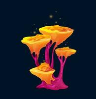 Fantasy magic toxic yellow mushroom with sparkles vector