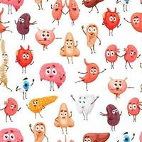 Cartoon human internal organs seamless pattern vector