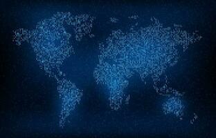 Wold map in digital code, global earth network vector