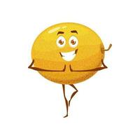 Cheerful ripe melon character staying in yoga pose vector