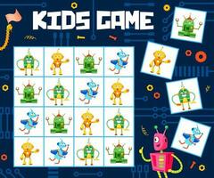 Sudoku game worksheet with funny robots vector