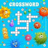 Cartoon germs and viruses on crossword worksheet vector