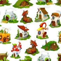 Cartoon fairy tale houses seamless pattern vector