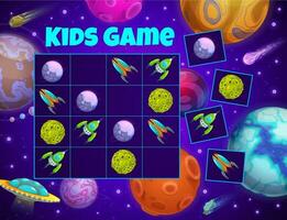 Kids puzzle game space planets and shuttles task vector