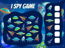 Kids spy game with space rockets and ufo ships vector