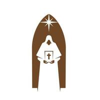 Christianity religion, priest with Bible and star vector