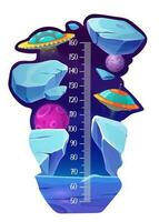 Kids height chart with alien spaceship and planet vector