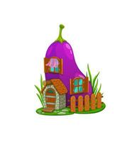 Cartoon fairytale eggplant vegetable building vector