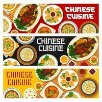 Chinese food banners, Asian cuisine menu dishes vector