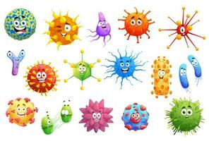 dibujos animados virus, microbios y bacterias caracteres vector