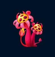 Fantasy magic red flower mushroom, fairy plant vector