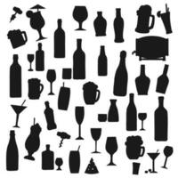 Drinks black vector silhouettes, beverages set