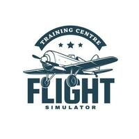 Flight simulator icon with vintage propeller plane vector