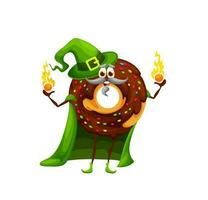 Finny cartoon donut sorcerer or wizard character vector