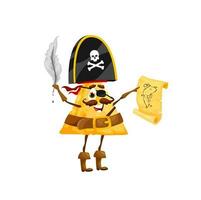 Cartoon Mexican nachos pirate captain character vector