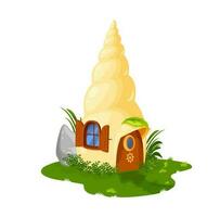 Fairy shell house, dwelling of dwarf or gnome elf vector