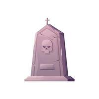 Gravestone, cartoon tombstone with skull and cross vector