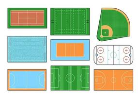 deporte suelo, campo, corte, pista y nadando piscina vector