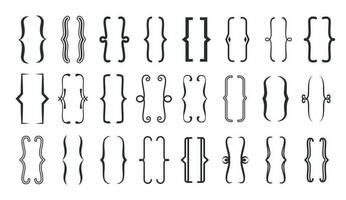 Parenthesis brackets. Curly, round, square frames vector