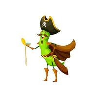 Cartoon green pea pirate character veggies corsair vector
