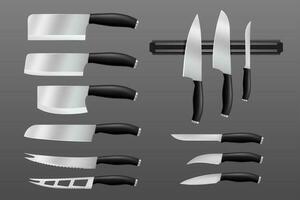 cocina cuchillería, cuchillos y corte batería de cocina vector
