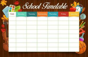 Education school timetable or schedule template vector