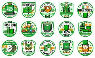 Patricks day holiday badges and symbols vector