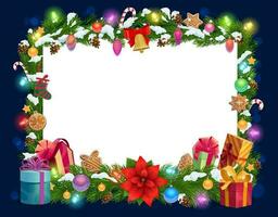 Christmas decorations frame, blank paper template vector