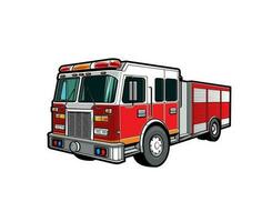 Fire engine truck, firetruck car of firefighters vector