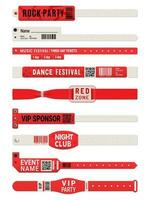 Event access bracelet or wristband mockups vector