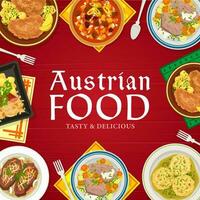 Austrian cuisine restaurant menu cover vector