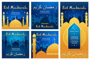 Eid Mubarak, Ramadan Kareem vector posters set
