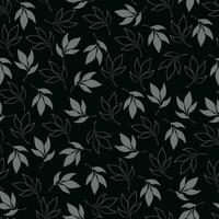 A black and silver pattern with leaves on a black background vector