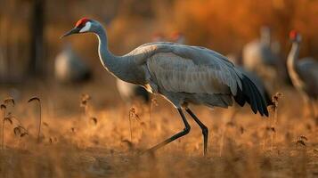 photo of cranes bird animal with blur background