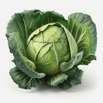 Green Cabbage on white background. photo