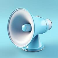 megaphone 3d icon with light blue plain background photo