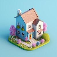 isometric view small house 3d photo