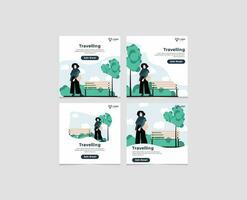 Traveling Social Media Template vector