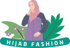 Woman Islamic Fashion Flat Character vector