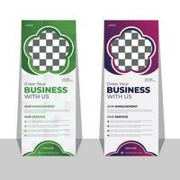 Roll up banner template design, standee design template Pro Vector