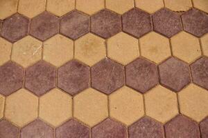 Tuff tiles on foothpath  are made from durable materials,such as stone or concrete,they come in various shape photo