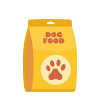 Dog food, yellow bag package. Pet meal. Vector illustration.