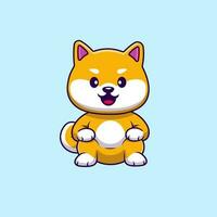 Cute Shiba Inu Dog Sitting Cartoon Vector Icons Illustration. Flat Cartoon Concept. Suitable for any creative project.